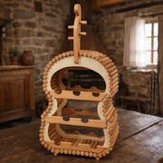 Suport sticle vin din lemn, forma vioara, pentru 5 8 12 28 sticle