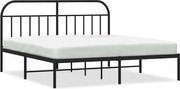 vidaXL Cadru de pat metalic cu tăblie, negru, 183x213 cm