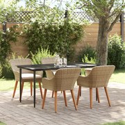 vidaXL Set dining grădină 5 piese Bej din Ratan Polican