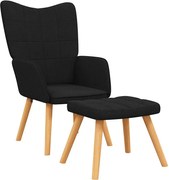vidaXL Scaun de relaxare cu taburet, negru, textil