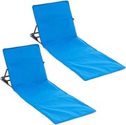 Saltea de plajă reglabilă cu spătar, albastră, 2 bucăți