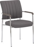 Scaun de şedinţă, gri-brun Taupe, piele ecologică/crom, FLORIN