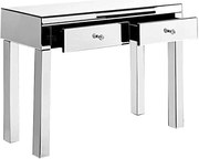 Masă de toaletă, Consola moderna din sticlă tip oglindă, 2 sertare, 95x36x78 cm, Argintiu