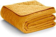 Cuvertură galbenă matlasată din catifea 240x260 cm Laila – Restilo