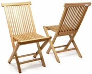 Scaun pliabil din tec DIVERO, 2 bucăți