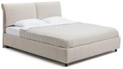 Pat matrimonial bej tapițat cu spațiu de depozitare cu somieră 160x200 cm Myra Pillow – Bonami Selection
