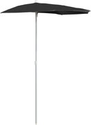 vidaXL Umbrelă de grădină cu stâlp, negru, 180x90 cm, semirotundă