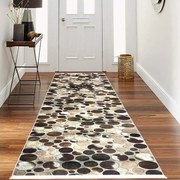 Traversa hol antiderapanta, 80x300 cm, poliester, maro, model cercuri