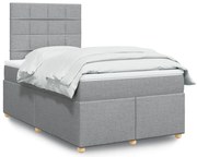 vidaXL Pat box spring cu saltea, gri deschis, 120x190 cm, textil
