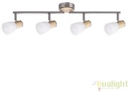 Lustra, Plafoniera cu 4 spoturi, finisaj crom/fag, Gavin 6489 RX