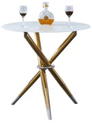 Masă Bucatarie Si Dining / măsuţă de cafea, Alb / crom Auriu, diametru 80 cm, DONIO