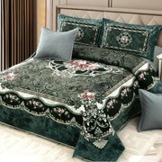 Cuvertura catifea matlasata, cu model, 5 piese, pat 2 persoane, 230x250 cm, CM50