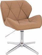HR111CROSS Scaun Caramel Piele Ecologica Premium Soft cu Bază Cromata