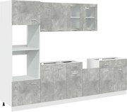 vidaXL Set dulapuri de bucătărie, Lyon, 7 piese, gri beton, lemn compozit