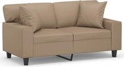 vidaXL Canapea cu 2 locuri cu pernuțe, cappuccino, 120 cm, piele eco.