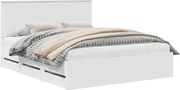 vidaXL Cadru de pat cu headboard Alb 160 x 200 cm Lemn Ingineresc