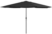 vidaXL Umbrelă de soare de grădină, stâlp metalic, negru, 390 cm