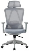RESIGILAT- Scaun ergonomic, suport lombar reglabil, tetiera reglabila, cotiera 2D, reglare pe inaltime, mecanism inclinare/blocare in 3 pozitii, pivotant, Mesh, Gri