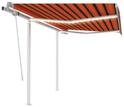 vidaXL Copertină retractabilă manual cu LED portocaliu &amp; maro 3x2,5 m