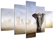 Tablou - Elefanți în oraș (150x105 cm)