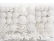 vidaXL Set globuri de Crăciun 111 buc., alb, polistiren
