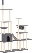 vidaXL Ansamblu de pisici, stâlpi din funie sisal, gri închis, 279 cm