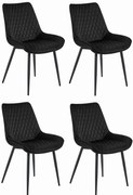 Set 4 Scaune Bucatarie/Dining Rokko Negre Catifea
