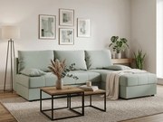 Coltar extensibil de colt VENORIA SLIM, verde deschis, reversibil, 200x143 cm + 2 perne GRATUIT