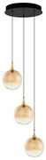 Lustra moderna cu 3 pendule LED, Metal, Sticla, Champaign, ORENDA