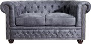 Canapea clasica stil englezesc Chesterfield 2 locuri gri antic A-37390 VC