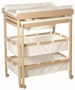 Masă de înfășat albă/în culoare naturală cu aspect de lemn de mesteacăn Baby Pool – Roba