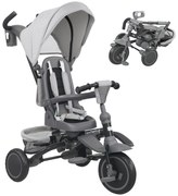 AIYAPLAY Triciclu bebeluș evolutiv 6 în 1, triciclu copil pliabil cu mânere pentru părinți reglabile, scaun pivotant 360°, gri | Aosom Romania