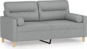 vidaXL Canapea cu 2 locuri cu pernuțe, gri deschis, 140 cm, textil