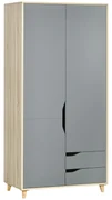 HOMCOM Dulap cu 2 usi din PAL si MDF cu sina pentru agatat, 3 rafturi si 2 sertare pentru sufragerie si dormitor, 88,9x50,1x184,5 cm | Aosom Romania