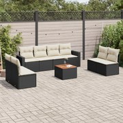vidaXL Set mobilier de grădină cu perne, 9 piese, negru, poliratan