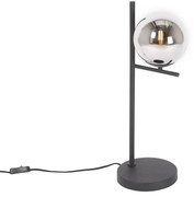 Lampă de masă Art Deco neagră cu sticlă fumurie - Flore