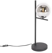 Lampă de masă Art Deco neagră cu sticlă fumurie - Flore