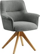 Set de 2 scaune pivotante picioare din lemn LE GRAND gri chenille