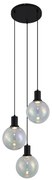 Lampă suspendată de design neagră cu sticlă curcubeu rotundă cu 3 lumini - Mallon