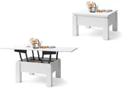 Mazzoni OSLO Alb Mat - MĂSUȚĂ EXTENSIBILĂ CU RIDICAREA BLATULUI MĂSUȚĂ DE CAFEA