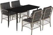 vidaXL Set mobilier de grădină cu perne, 5 piese gri deschis poliratan
