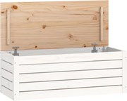vidaXL Cutie de depozitare, alb, 89x36,5x33 cm, lemn masiv de pin