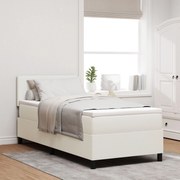 vidaXL Pat cu arcuri și saltea crem 100x200 cm țesătură de corduroy