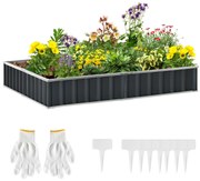 Outsunny Pat Modular Suprainălțat pentru Legume, Structură din Oțel Zincat, Ideal pentru Plante și Ierburi, 258x90x30 cm, Gri Inchis | Aosom Romania