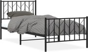 vidaXL Cadru pat metalic cu tăblii de cap/picioare, negru, 90x190 cm