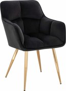 HR550 Scaun Neagră Catifea cu Bază Aurie