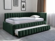 Pat tapitat COMFINO VELVET cu pat suplimentar 120x200 cm, verde inchis