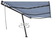 vidaXL Copertină autonomă retractabilă manual albastru/alb 600x300 cm