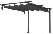 Outsunny Pavilion, 3 x 3 m Pergolă, Acoperiș de terasă rezistent la vânt, Montare pe perete, Acoperiș ajustabil, pentru grădină, terasă, Gri închis | Aosom Romania