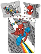 Lenjerie de pat din bumbac pentru copii Jerry Fabrics Spiderman, 140 x 200 cm, gri